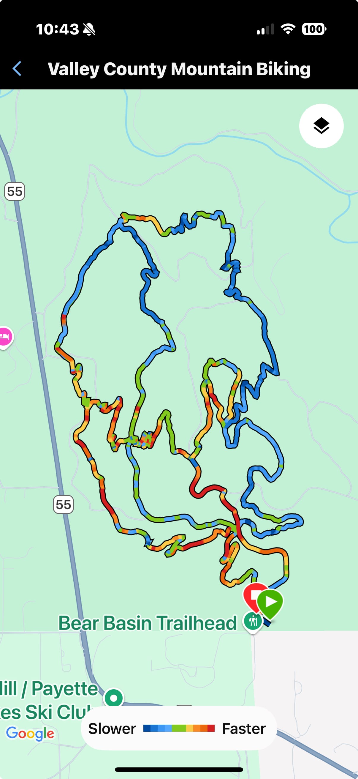 Map of Bear Basin mountain biking trails.